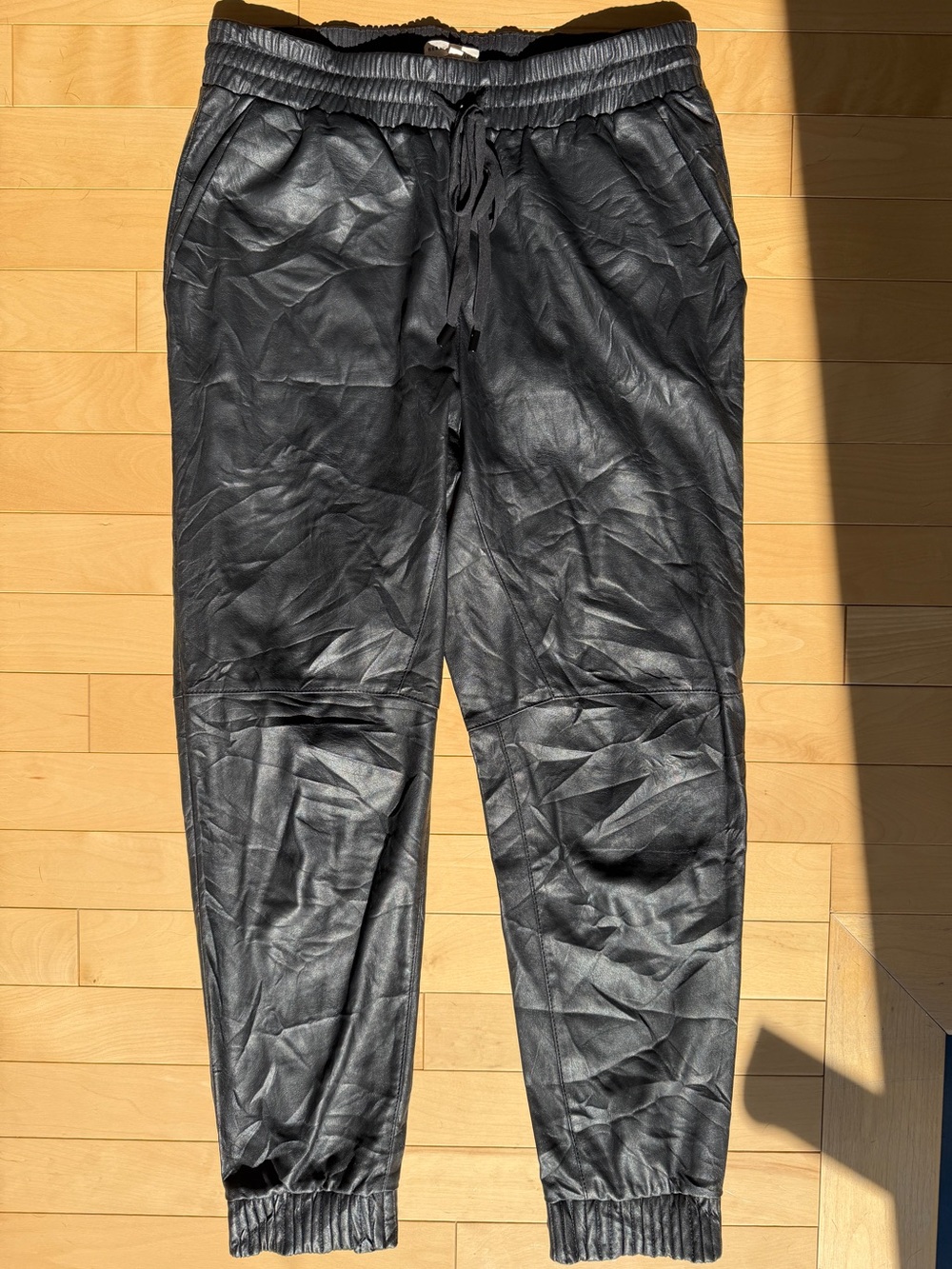 Rebecca Taylor Black Faux Leather Moto Jogger Pants size medium
